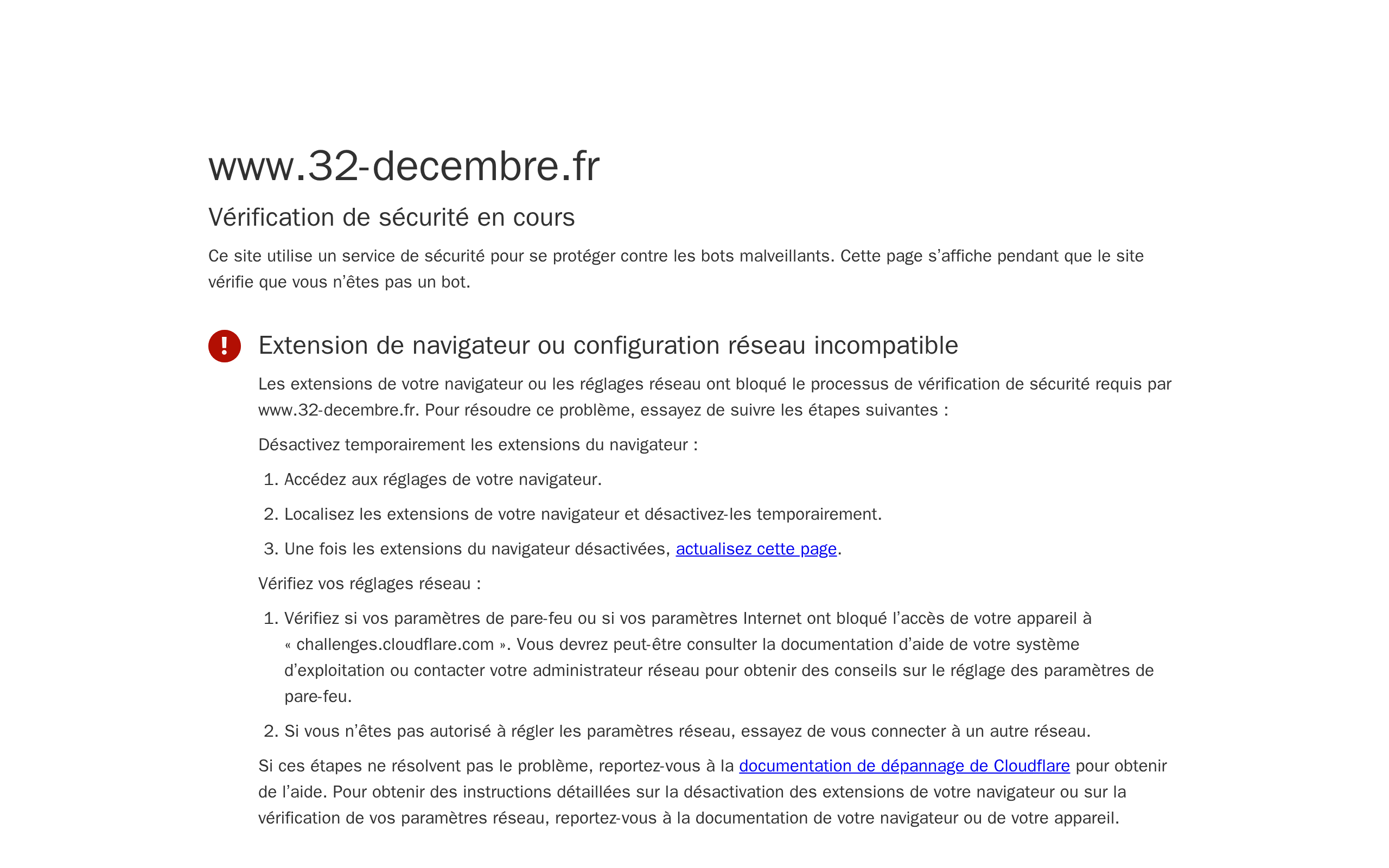 Aperçu du site 32 Décembre