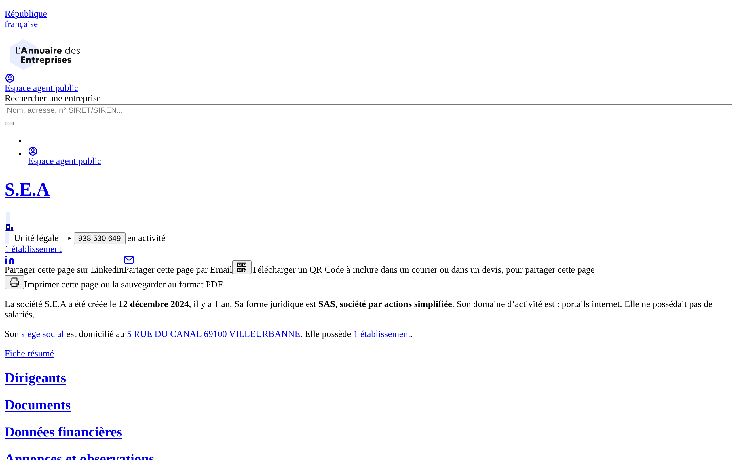 Aperçu du site S.E.A